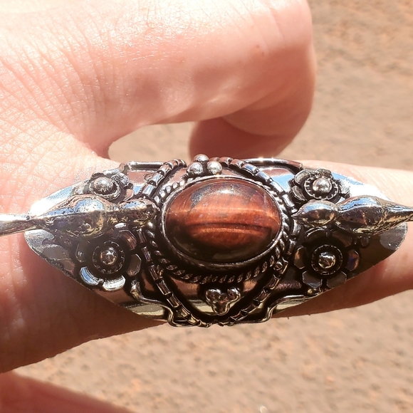 New Unique Red Tiger Eye 2 Birds 925 Silver Statement Ring. - Picture 10 of 15